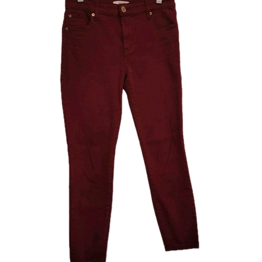 STS Women's Ellie High Rise Skinny Jeans Sz 26 Burgundy Soft Stretch